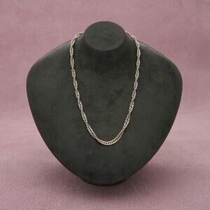 sterling silver 2mm twisted singapore chain necklace size 16in